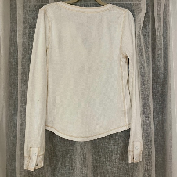Free People White Waffle Henley - Picture 4 of 4